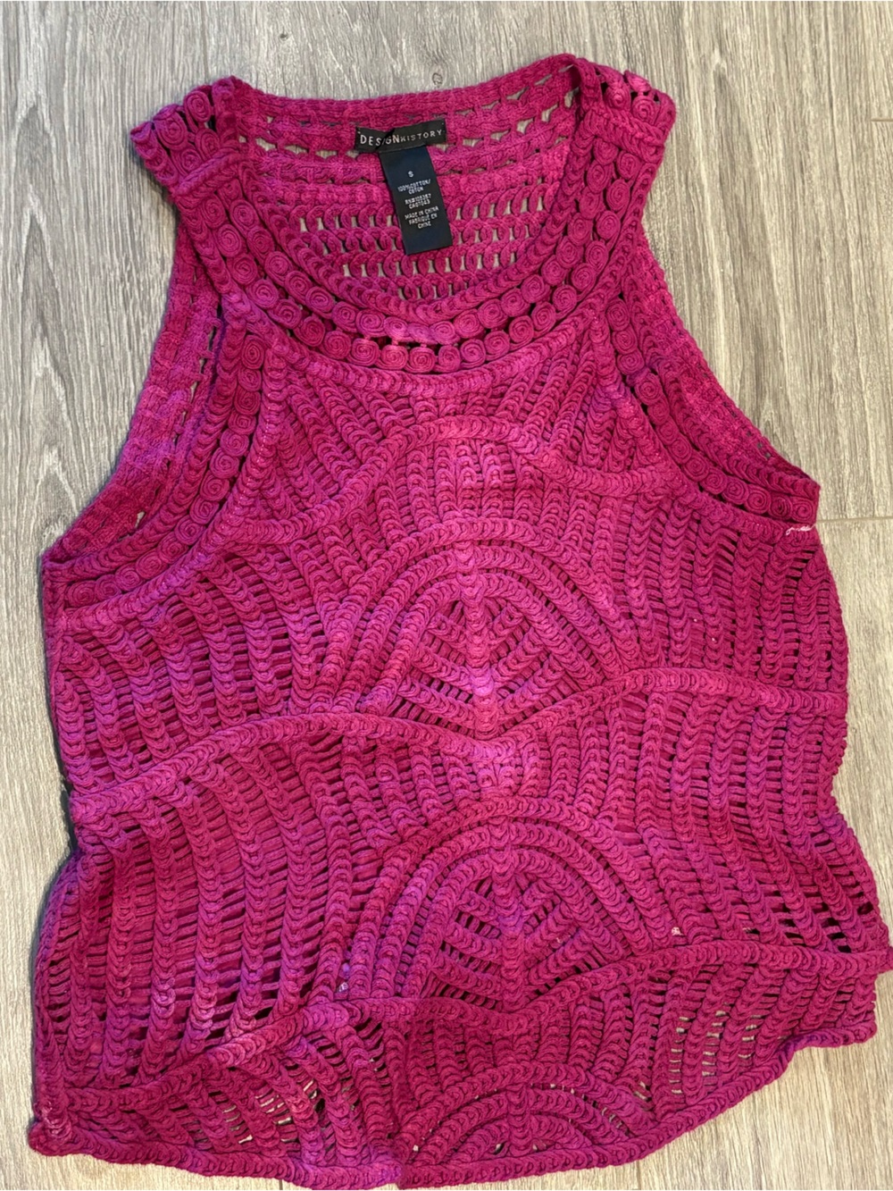 100% cotton Sleeveless Crochet Knit top- Magenta